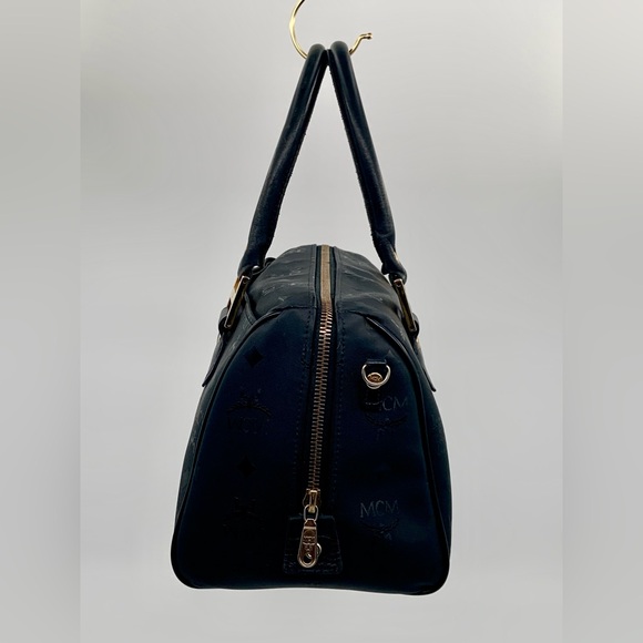 EUC MCM Black Visetos Nylon & Leather Boston Style Satchel Bag - Picture 10 of 15